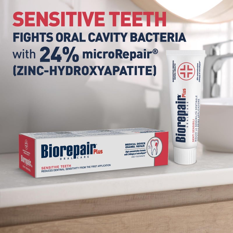 Biorepair Sensitive Teeth Daily Toothpaste - 2.54 Fluid Ounces (75ml) Tubes (Pack of 2) [ Italian Import ] - Image 2